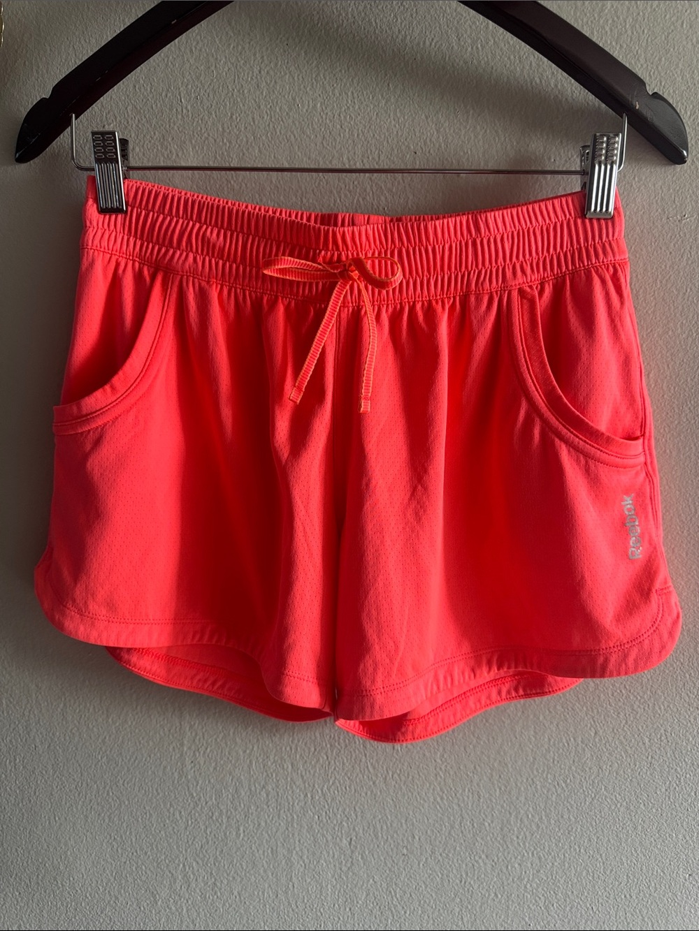 Reebok Women's Neon Coral Athletic Drawstring Shorts